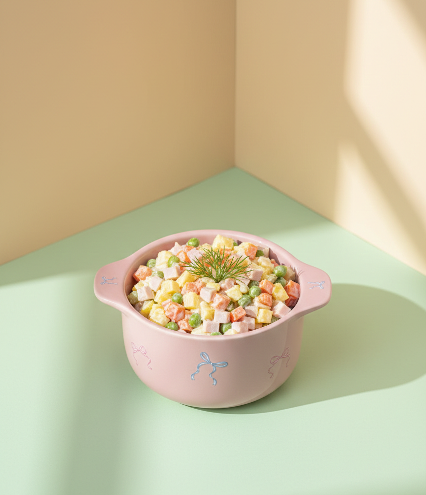 Pink Ceramic Bowl with Bow Design