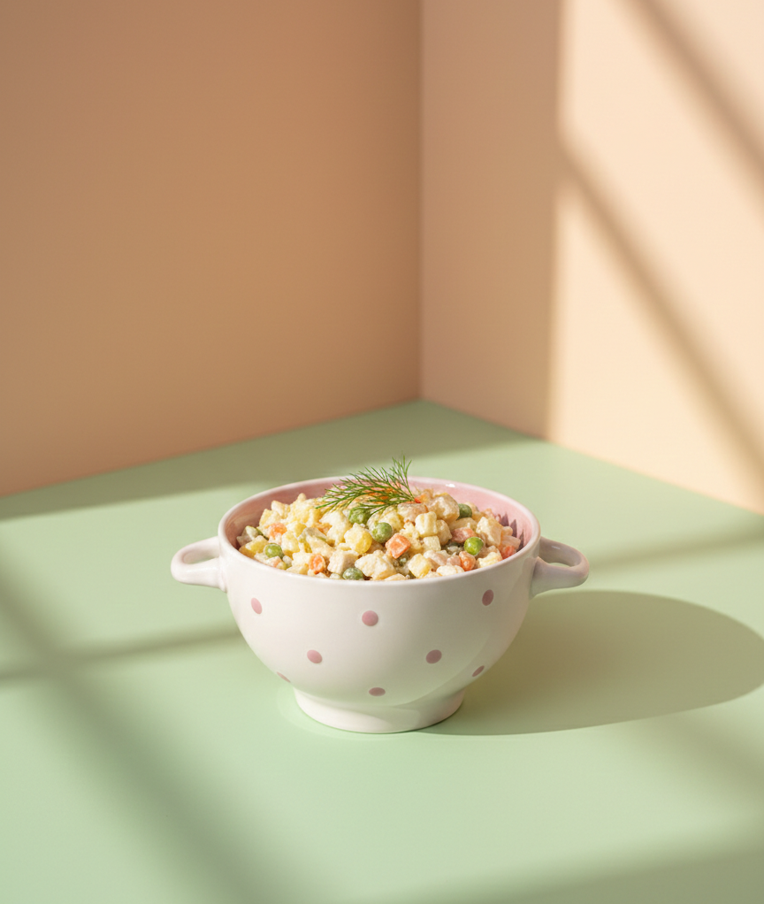 Pink Ceramic Bowl with Dots Design and Handle