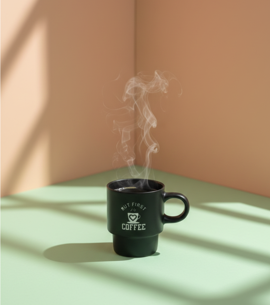 Black Espresso Shot Ceramic Mug - But First Coffee