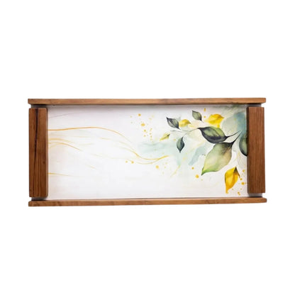 Aesthetic Leaf Art Rectangle Wooden Tray