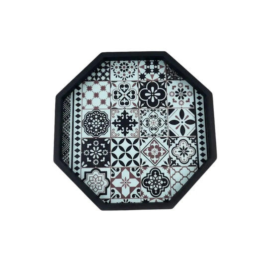 Tile Art Inspired Octagon Wooden Tray