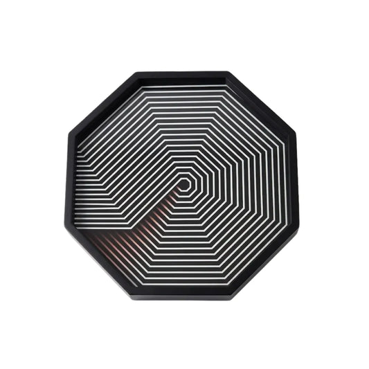 Hypnotic Spiral Octagon Wooden Tray