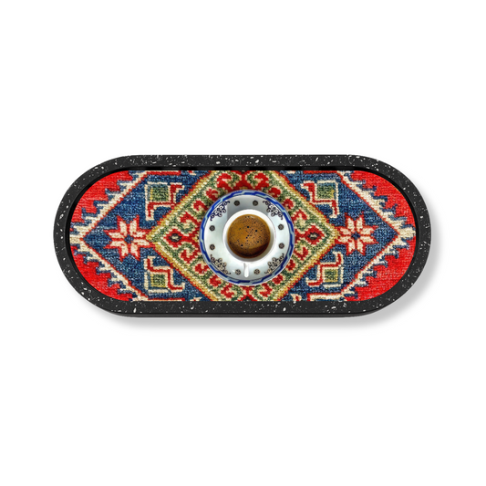 Tea Art Marble Oval Wooden Tray