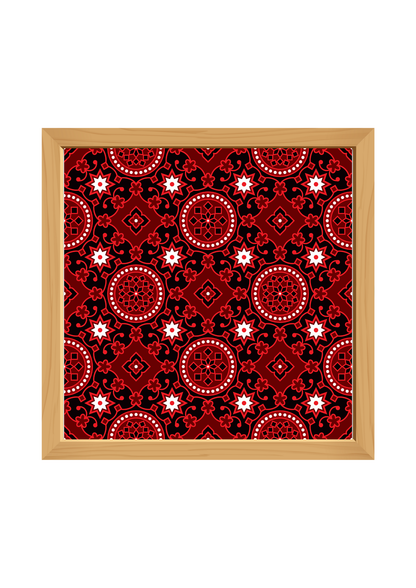 Sindhi Ajrak Art Square Wooden Tray
