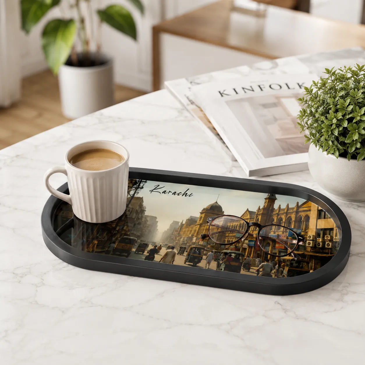 Karachi Heritage Oval Wooden Tray