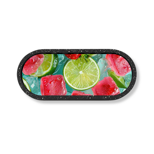 Sliced Lemons Marble Oval Wooden Tray