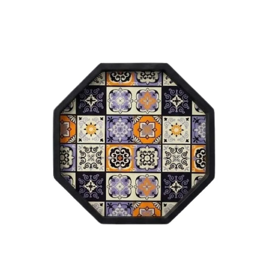 Colorful Tile Art Octagon Wooden Tray