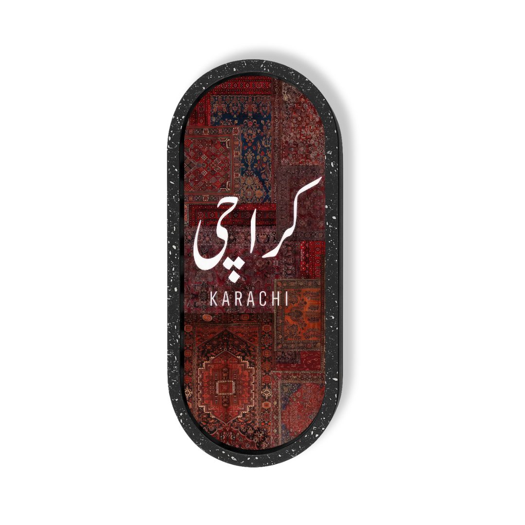 Karachi Art Marble Oval Wooden Tray