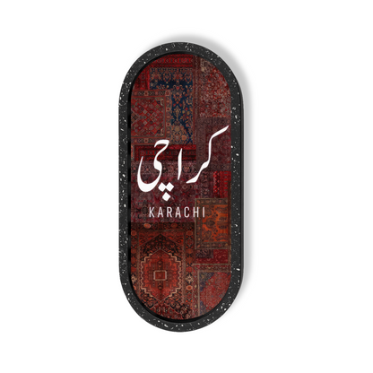 Karachi Art Marble Oval Wooden Tray