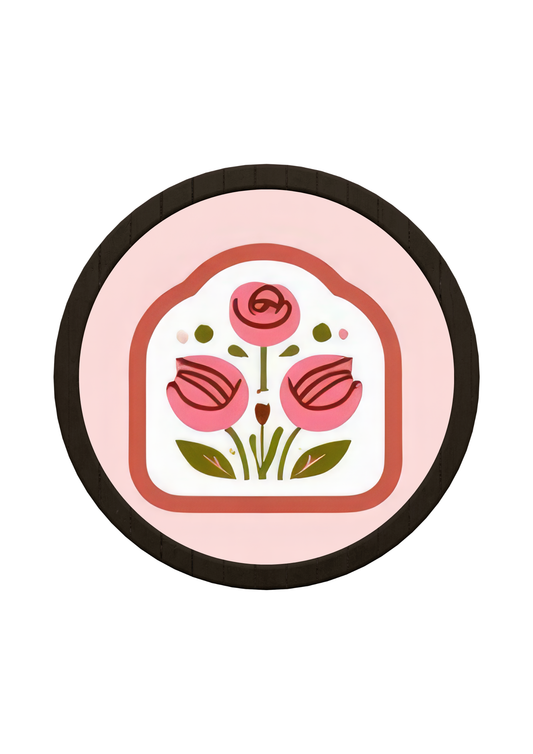 Floral Frame Art Round Wooden Tray