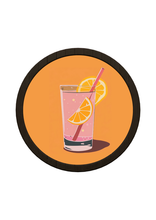 Pink Lemonade Round Wooden Tray