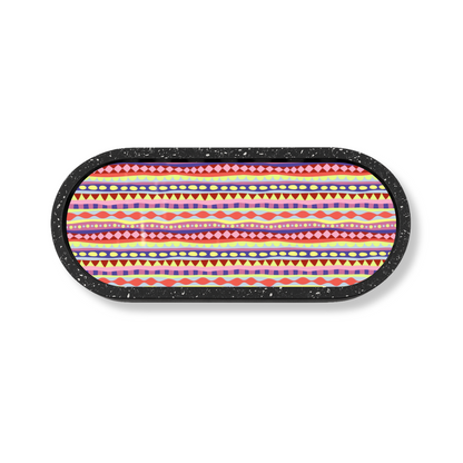 Rainbow Lines of Light Marble Wooden Tray
