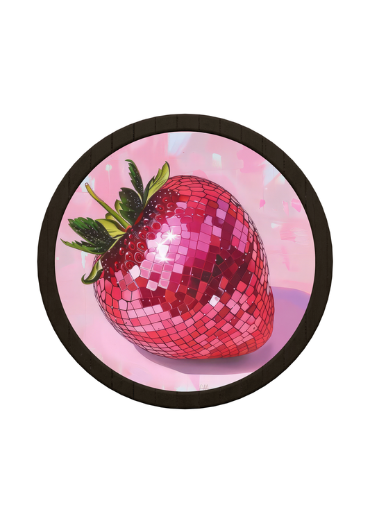 Strawberry Round Wooden Tray