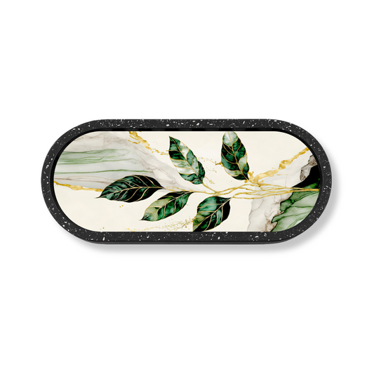 Botanic Grace Marble Oval Wooden Tray