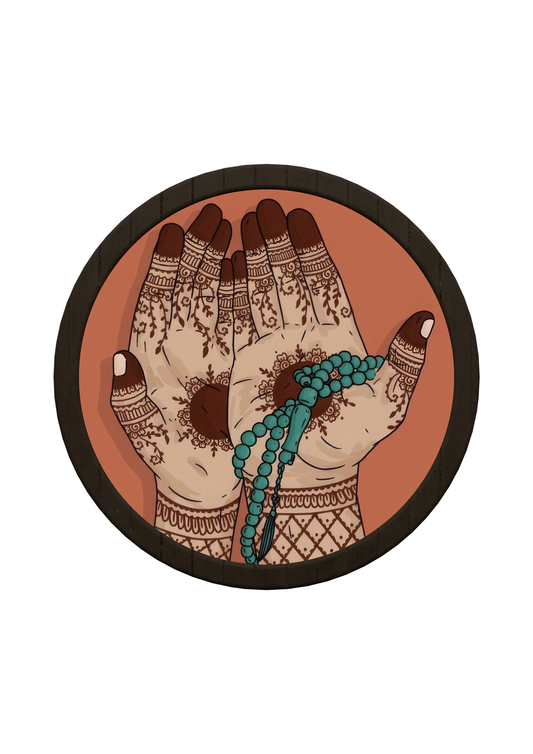 Henna Hands Round Wooden Tray