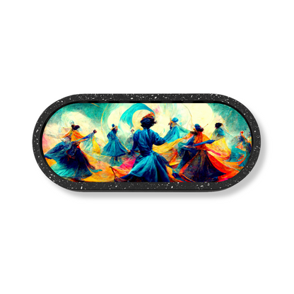 Sufi Inspired Marble Oval Wooden Tray