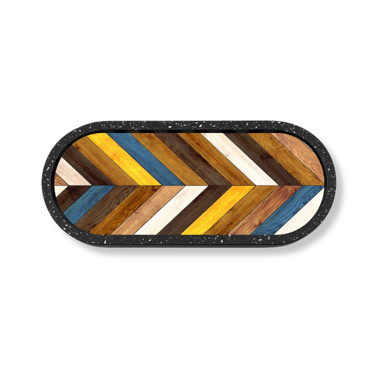 Wood Art Marble Oval Wooden Tray