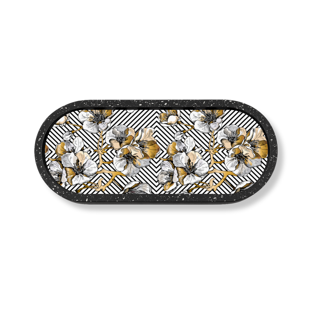 Striped in Spring Marble Wooden Tray