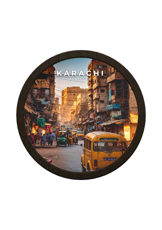Karachi Art Round Wooden Tray