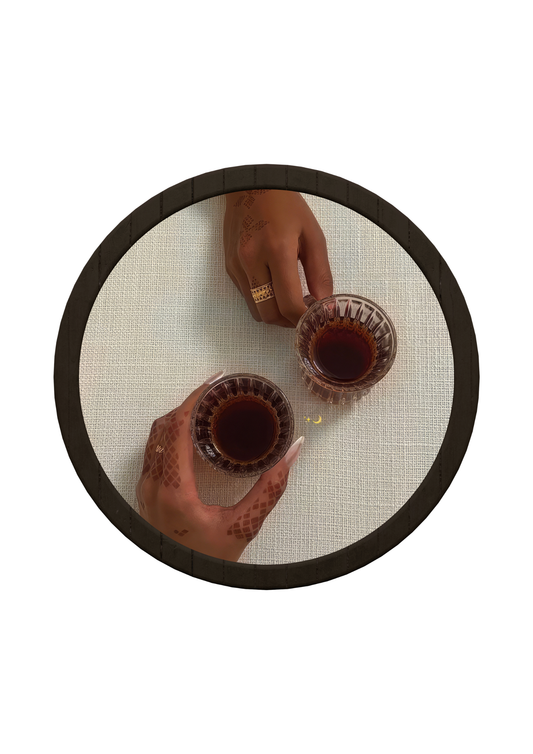 Chai Moment Art Round Wooden Tray