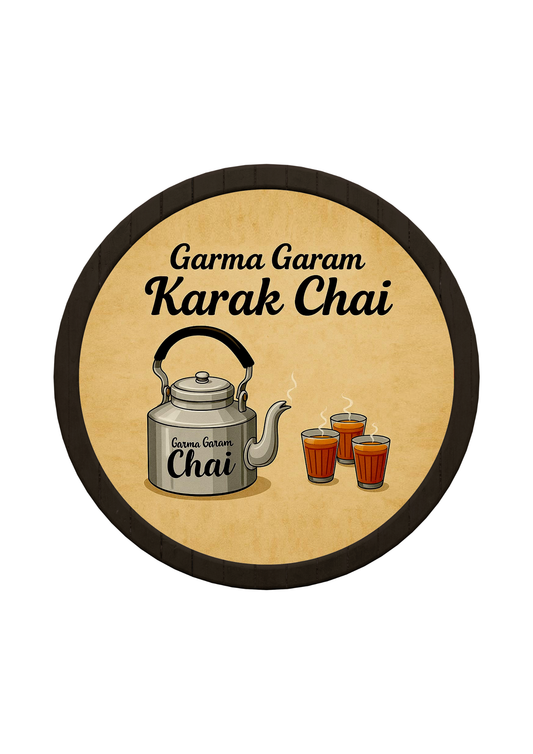Karak Chai Art Round Wooden Tray