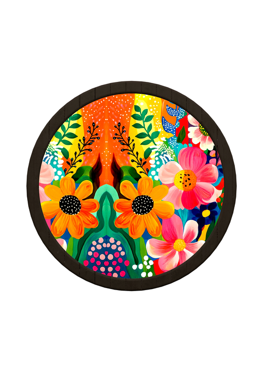 Vibrant Circular Artwork Wooden Tray