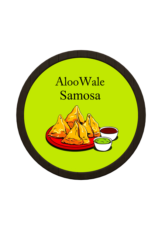 Samosa Art Round Wooden Tray