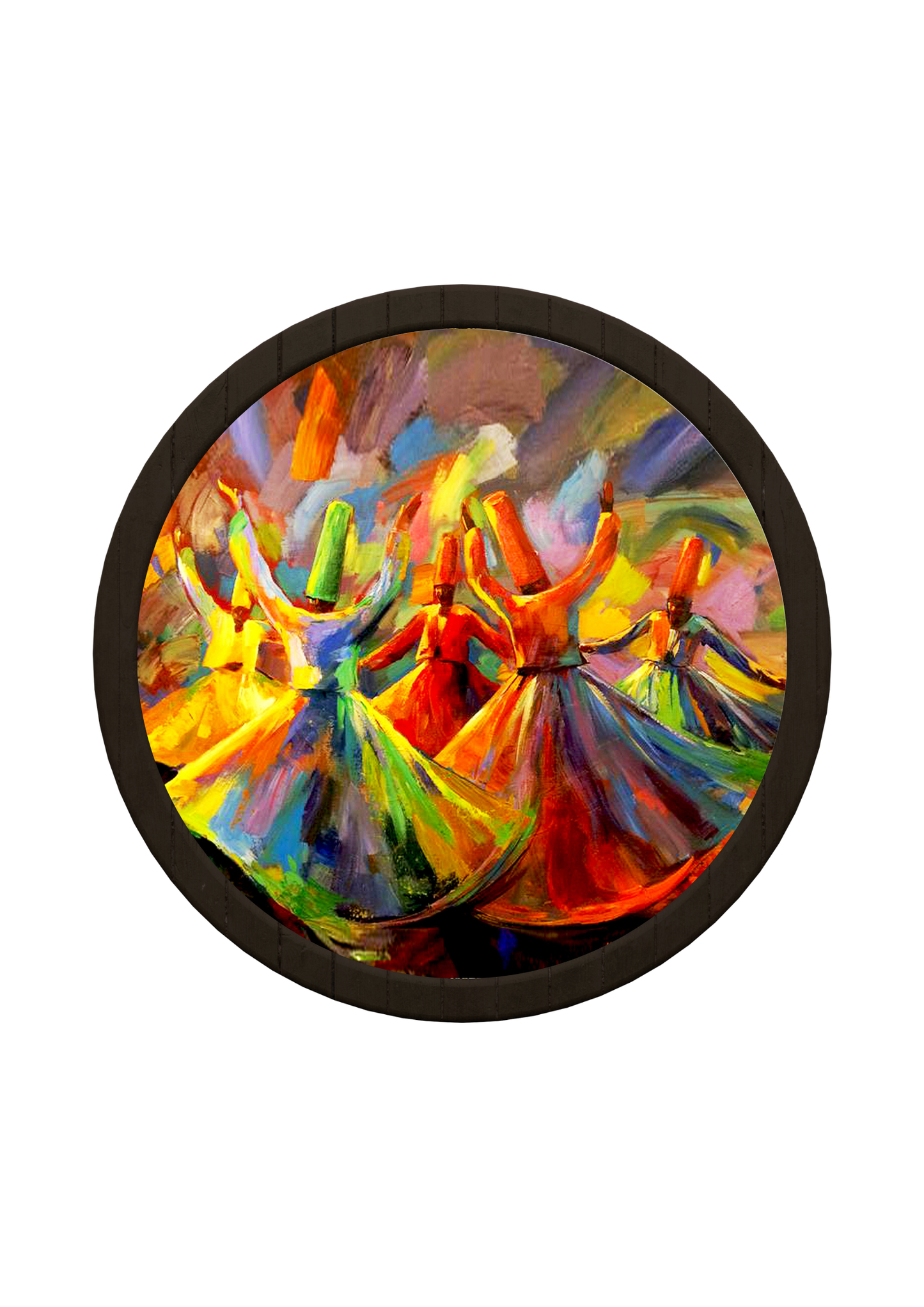 Sufi Art Round Wooden Tray