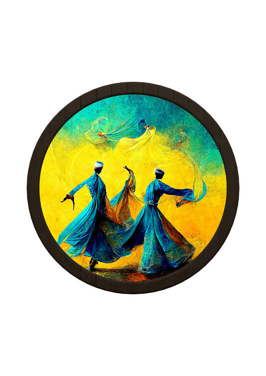 Sufi Inspired Art Round Wooden Tray