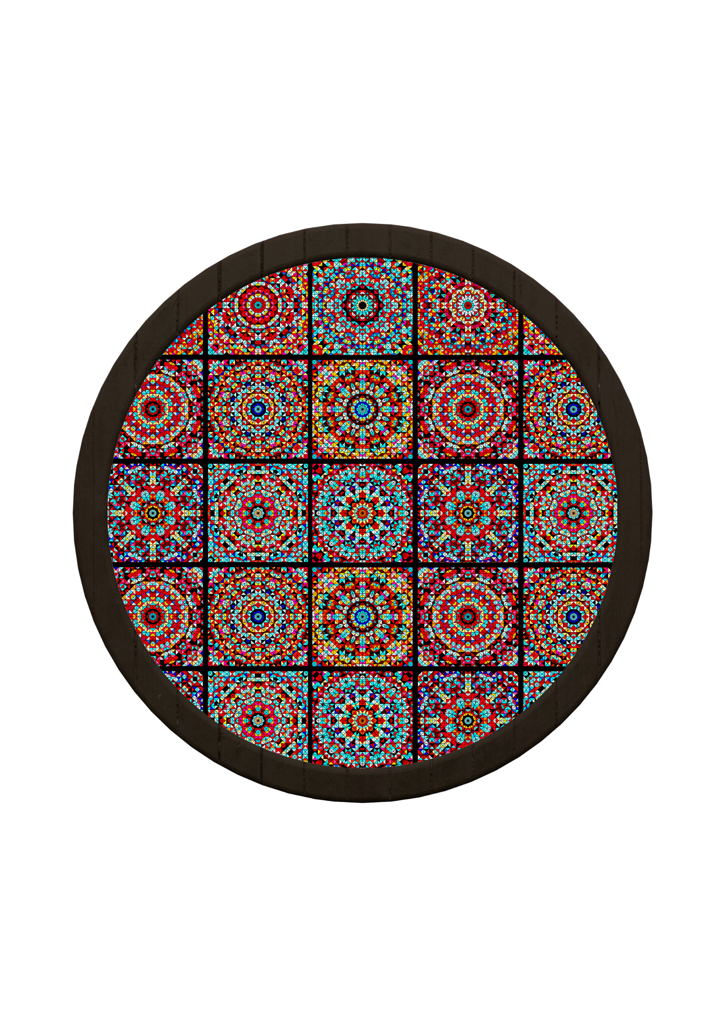 Tile Pattern Aesthetic Round Wooden Serving Tray