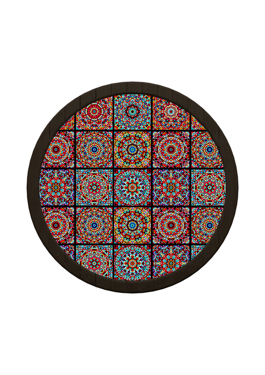 Tile Pattern Aesthetic Round Wooden Serving Tray