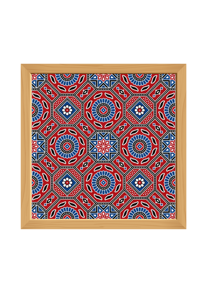 Ajrak Square Wooden Tray
