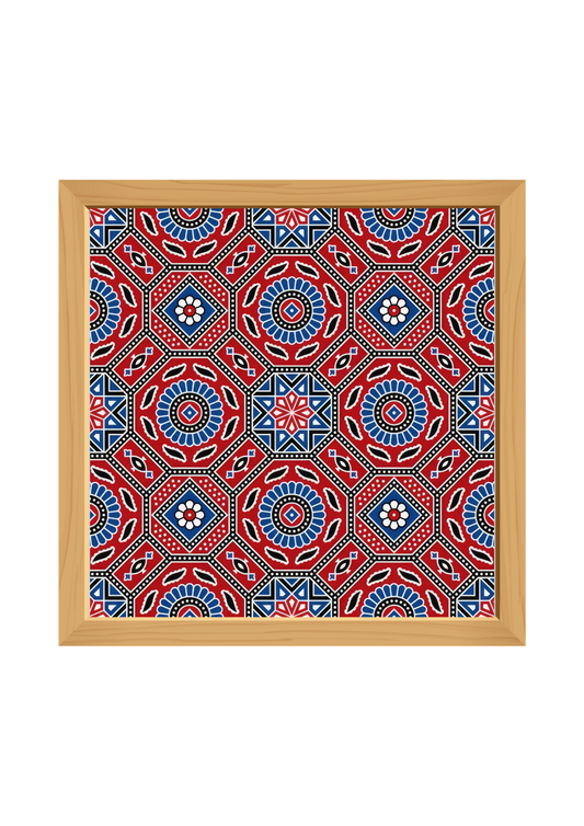 Ajrak Square Wooden Tray