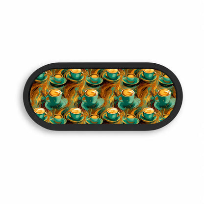Tea Cups Oval Wooden Tray