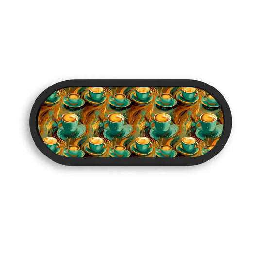 Tea Cups Oval Wooden Tray