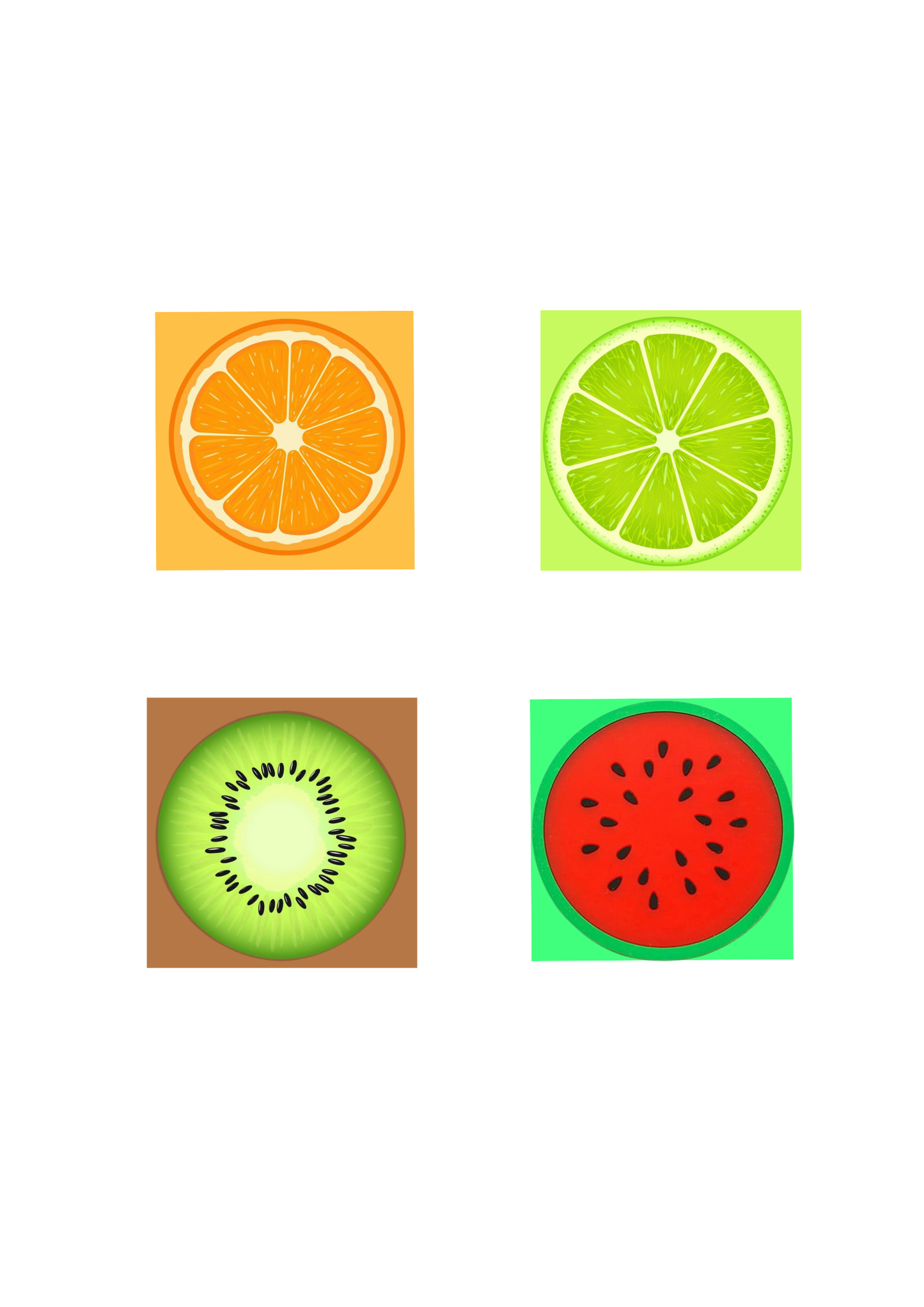 Sliced Fruit Square Coasters