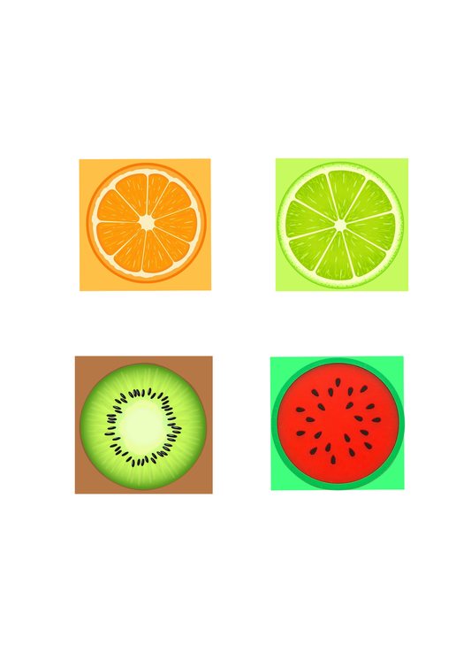 Sliced Fruit Square Coasters