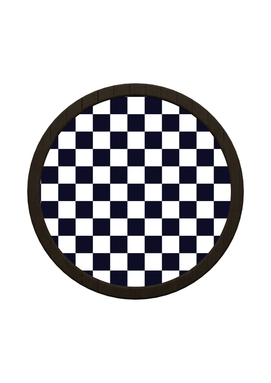 Checkerboard Round Wooden Tray