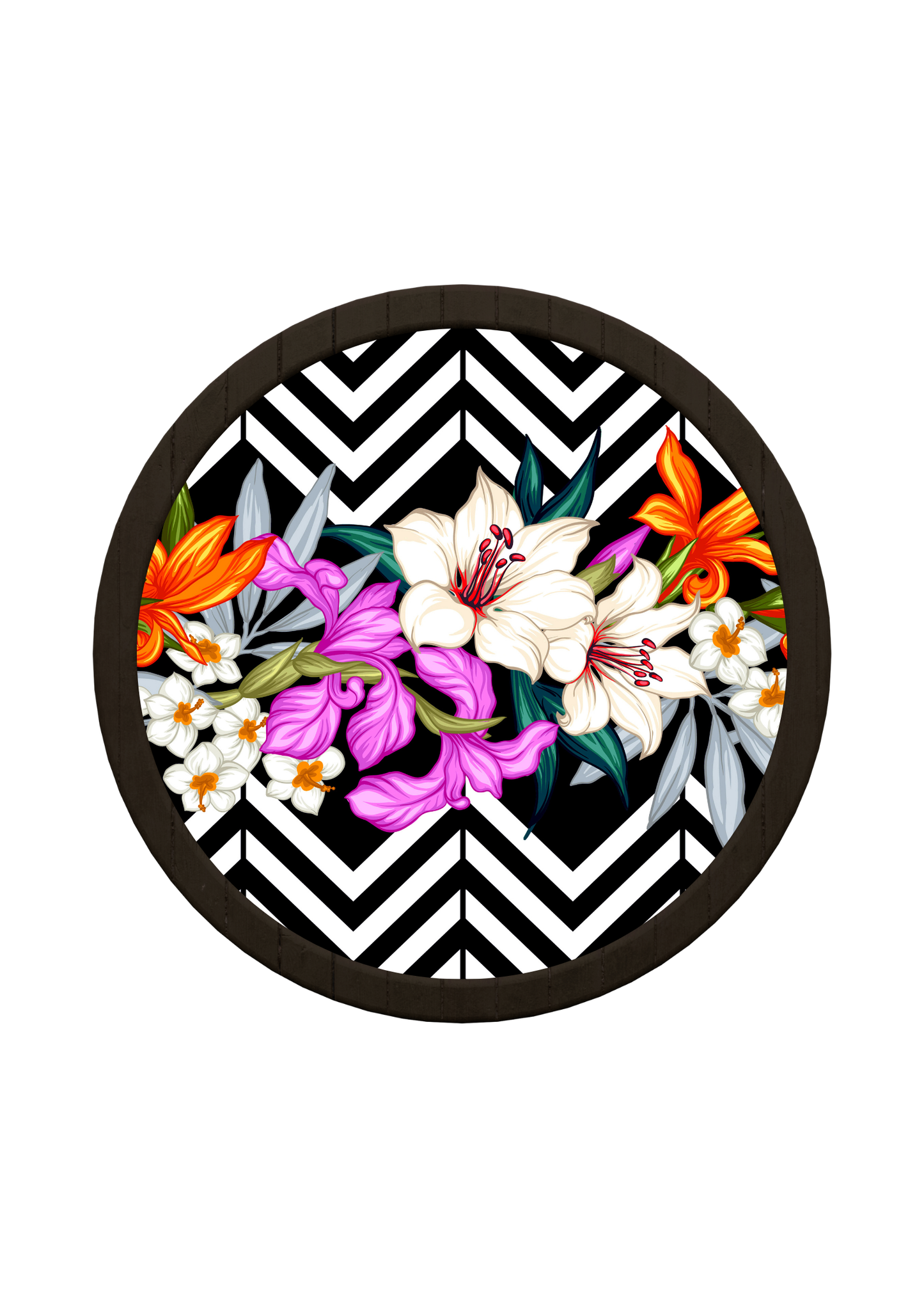 Vintage Blossom Round Wooden Tray