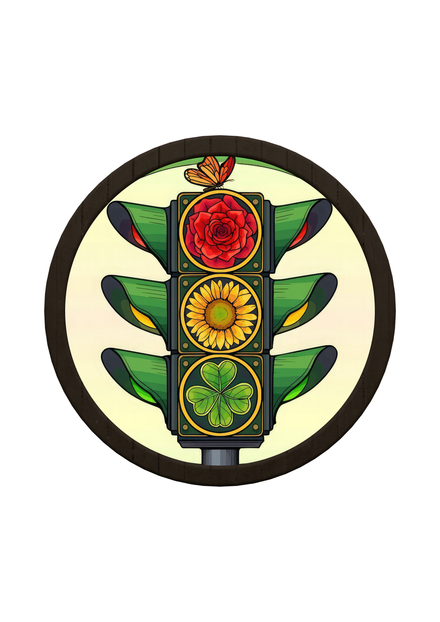 Traffic Art Round Wooden Tray