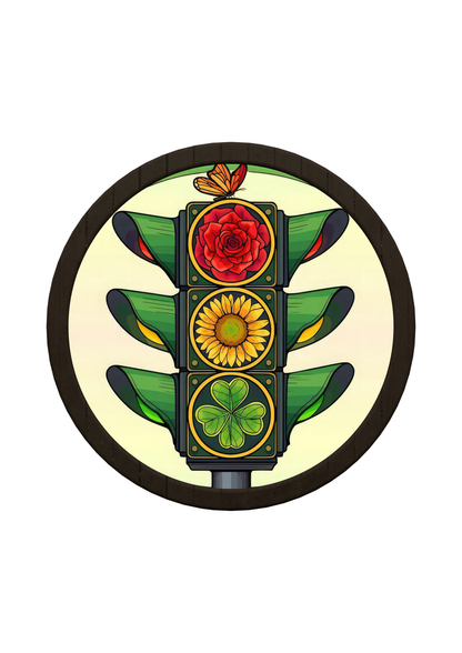 Traffic Art Round Wooden Tray