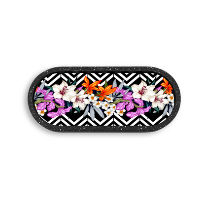Midnight Garden Marble Oval Wooden Tray