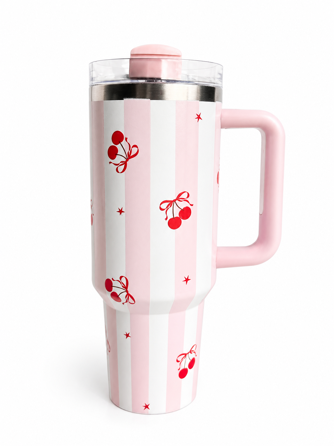 Pink Cherry Bliss Stripe Tumbler