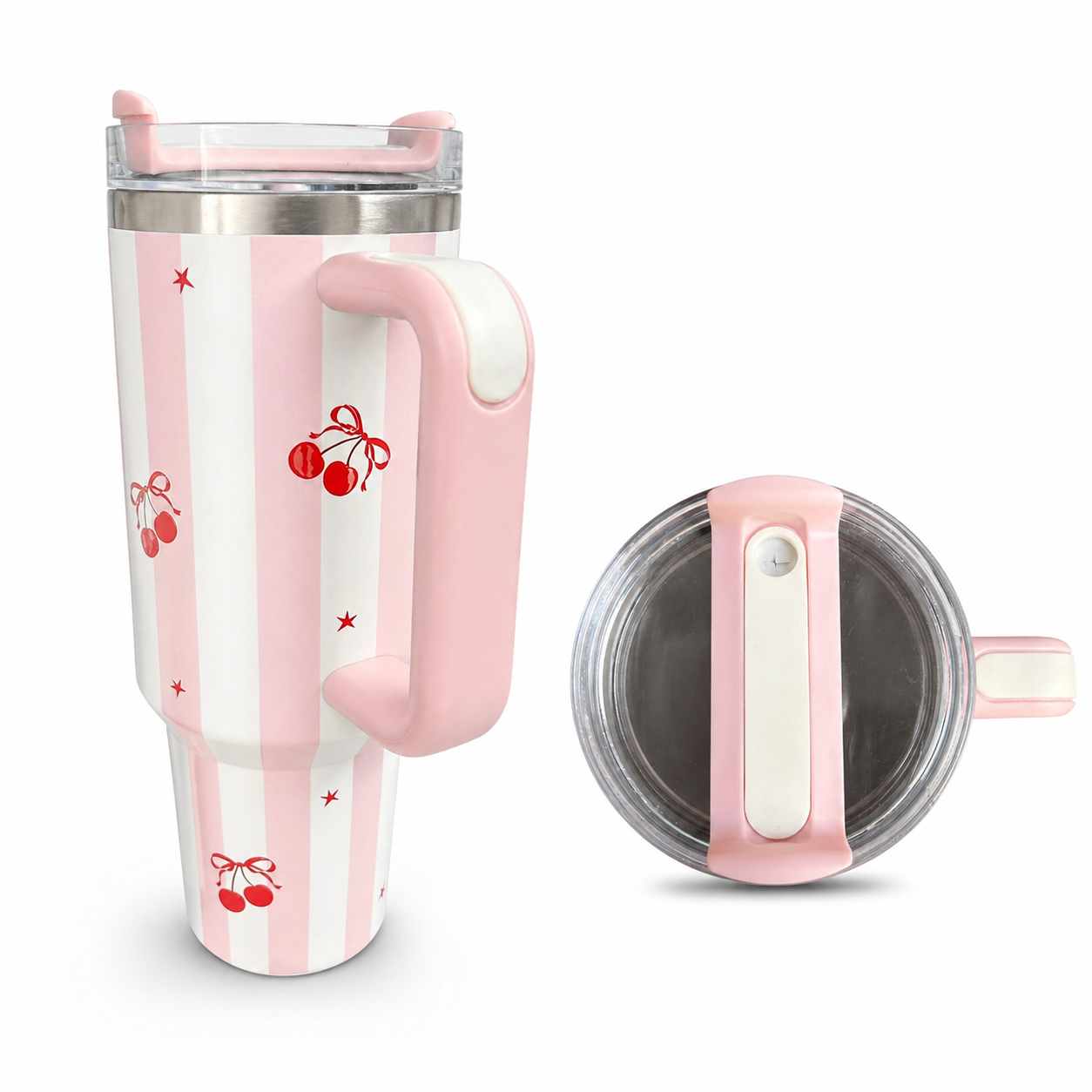 Pink Cherry Bliss Stripe Tumbler