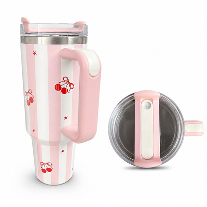 Pink Cherry Bliss Stripe Tumbler