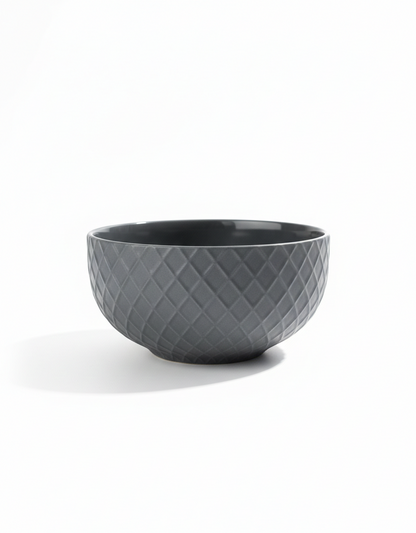 Diamond Textured Grey Ceramic Bowl
