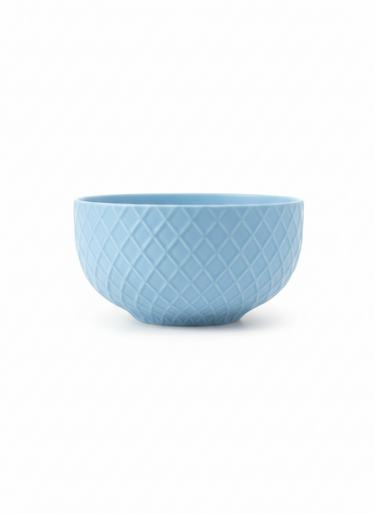 Diamond Textured Blue Ceramic Bowl