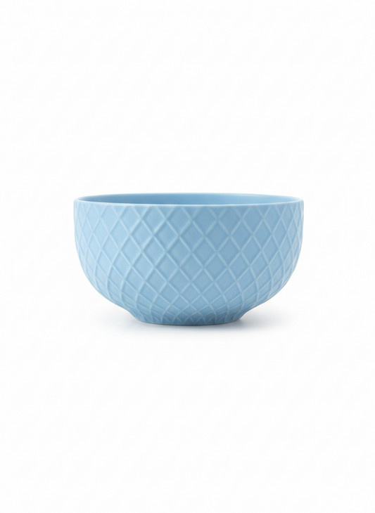 Diamond Textured Blue Ceramic Bowl