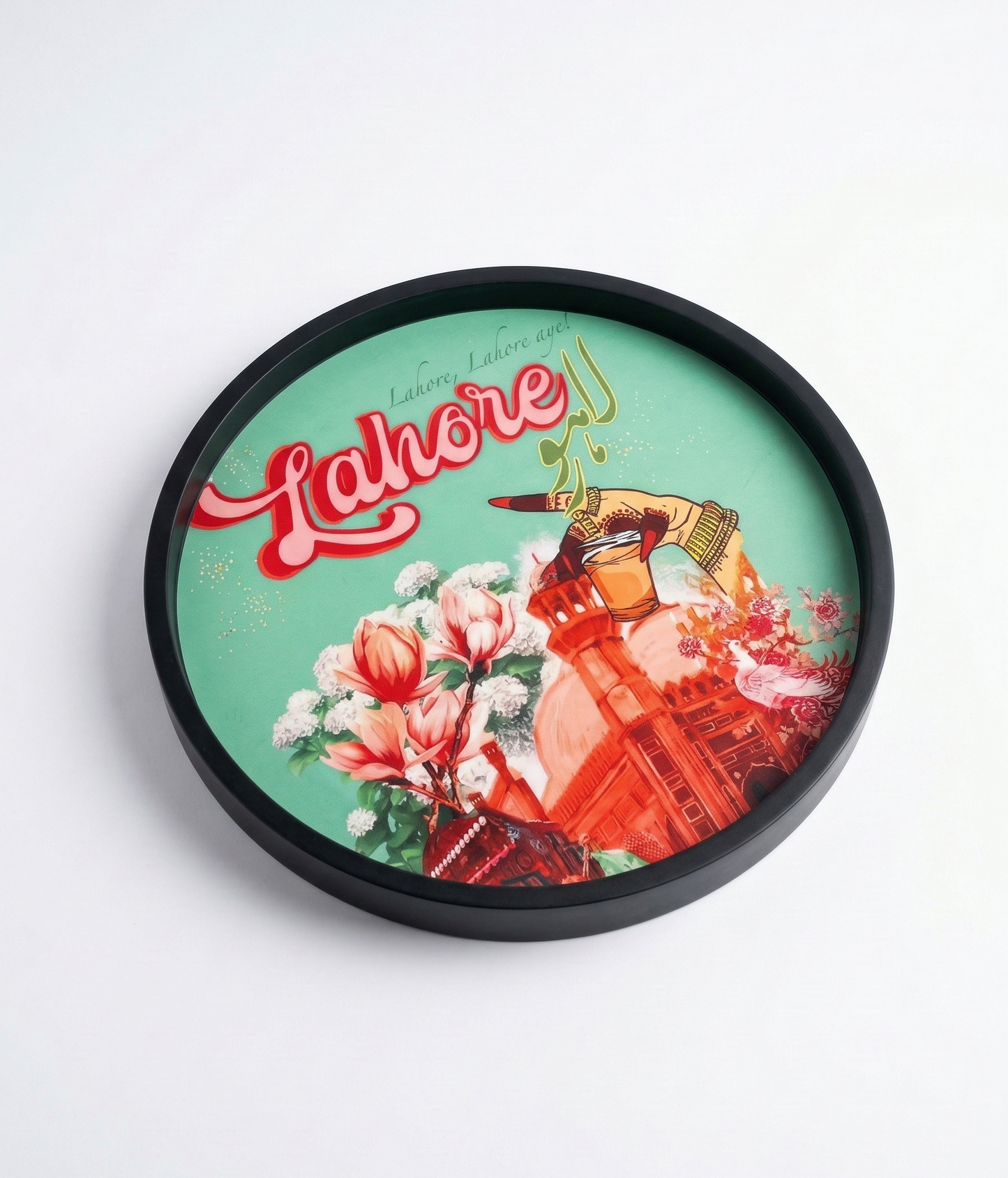 Lahore Desi Aesthetic Round Wooden Tray