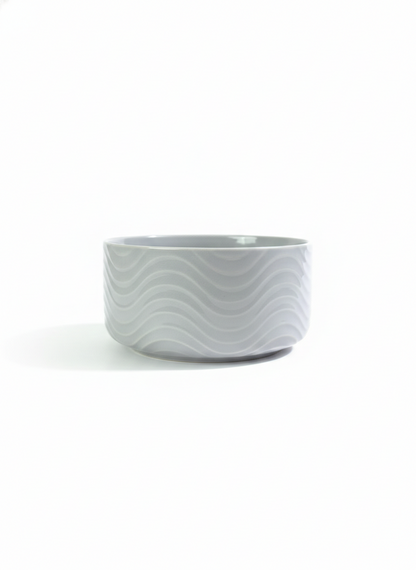 Grey Ceramic Bowl with Wave Design